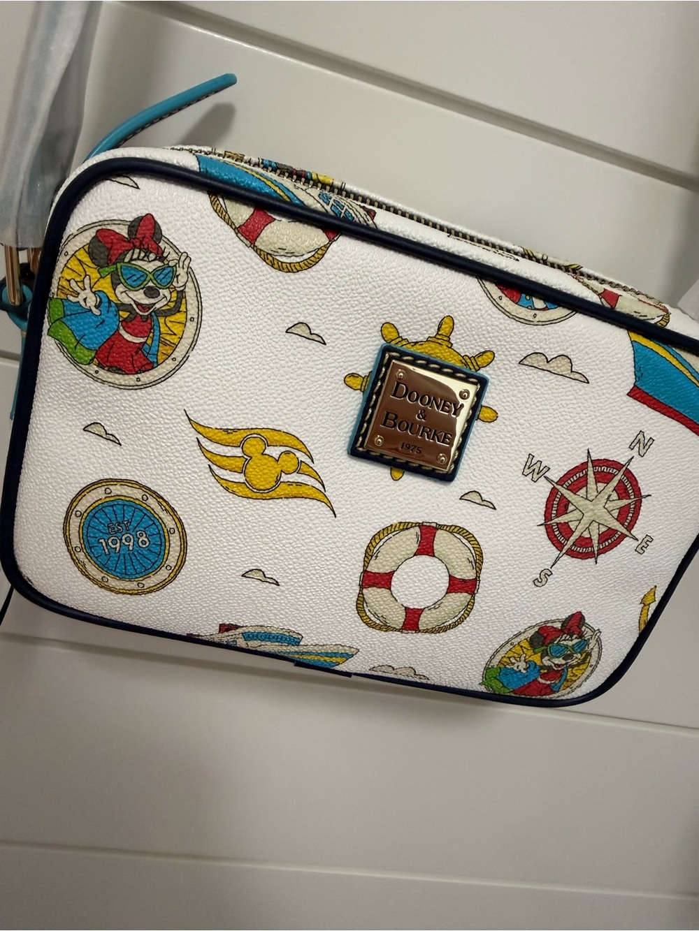 NWT Dooney & Bourke Disney Cruise Line White Nautical Print Crossbody Bag